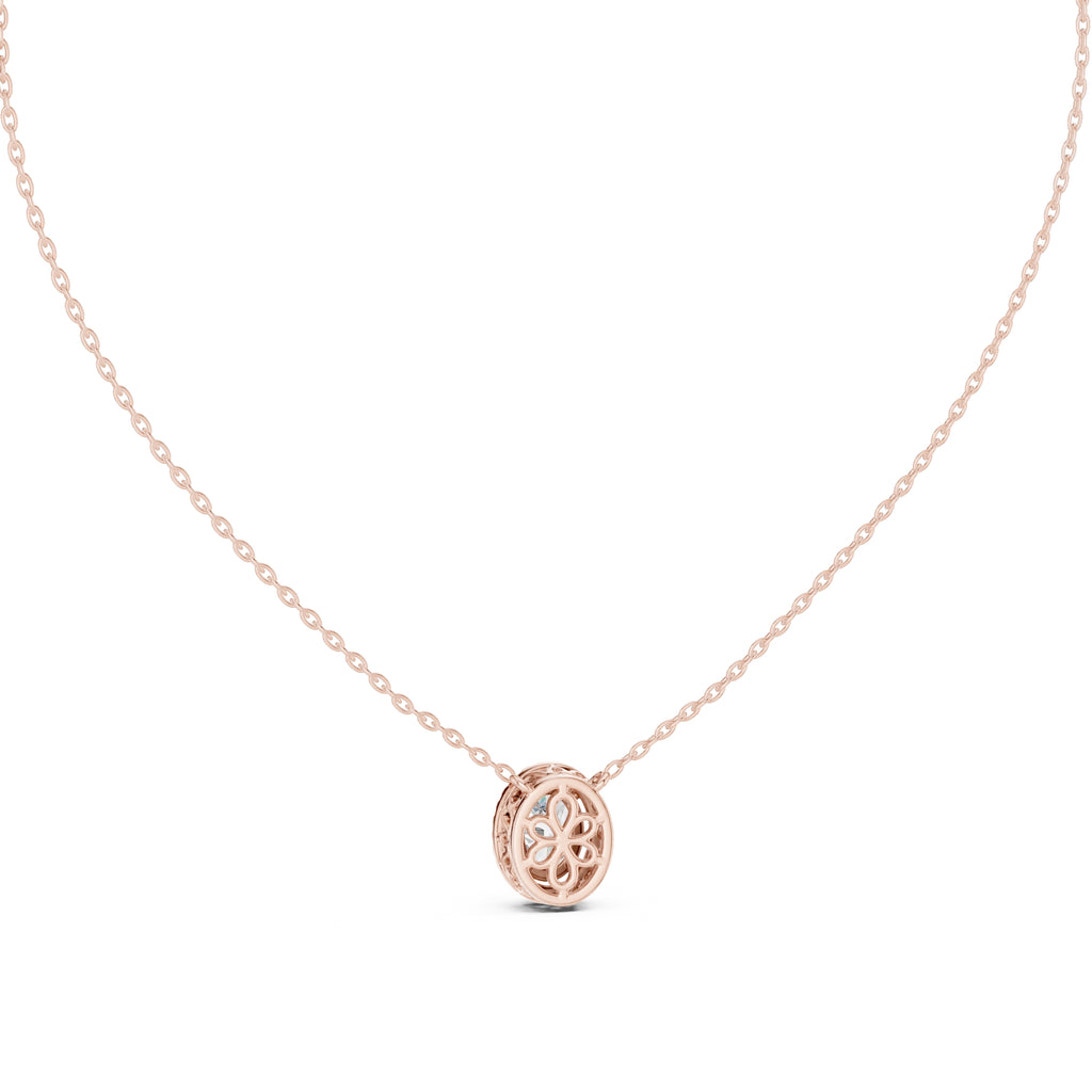 1.00ct Oval Cut Diamond Halo Pendant Necklace 1.25ct Rose Gold