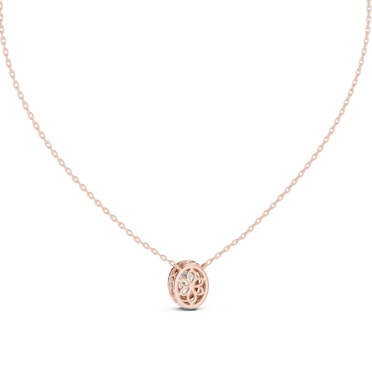 1.00ct Oval Cut Diamond Halo Pendant Necklace 1.25ct Rose Gold