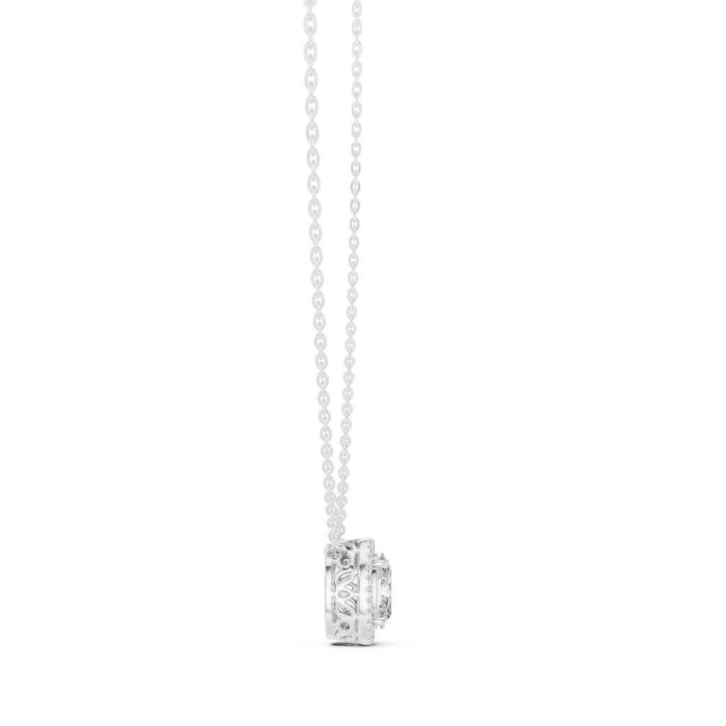 1.00ct Oval Cut Diamond Halo Pendant Necklace 1.25ct White Gold
