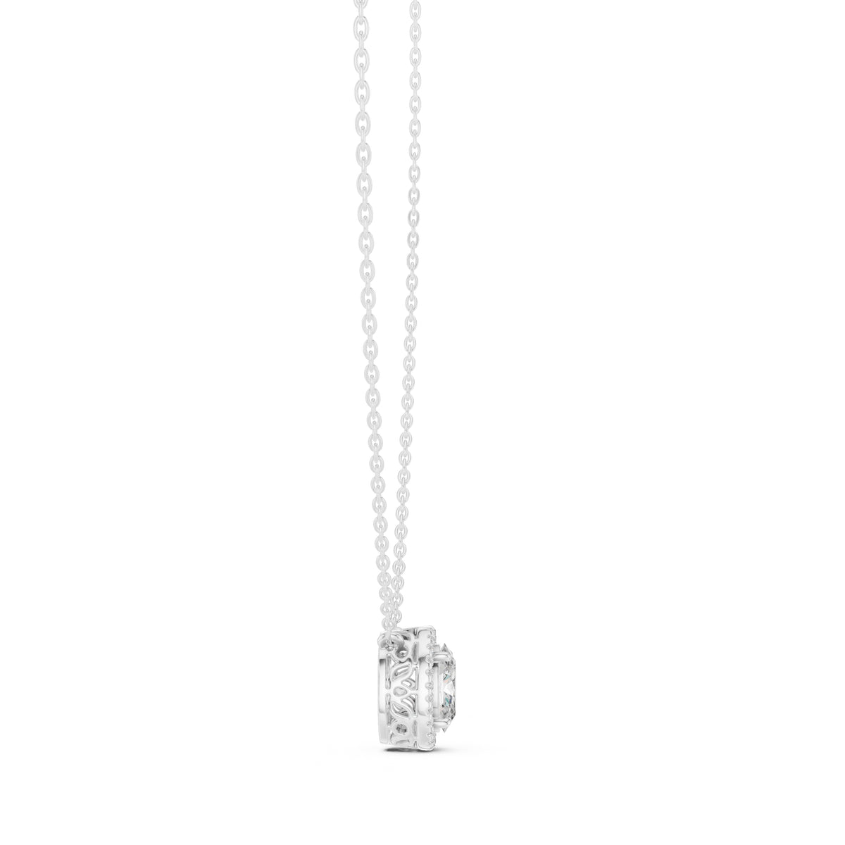1.00ct Oval Cut Diamond Halo Pendant Necklace 1.25ct White Gold