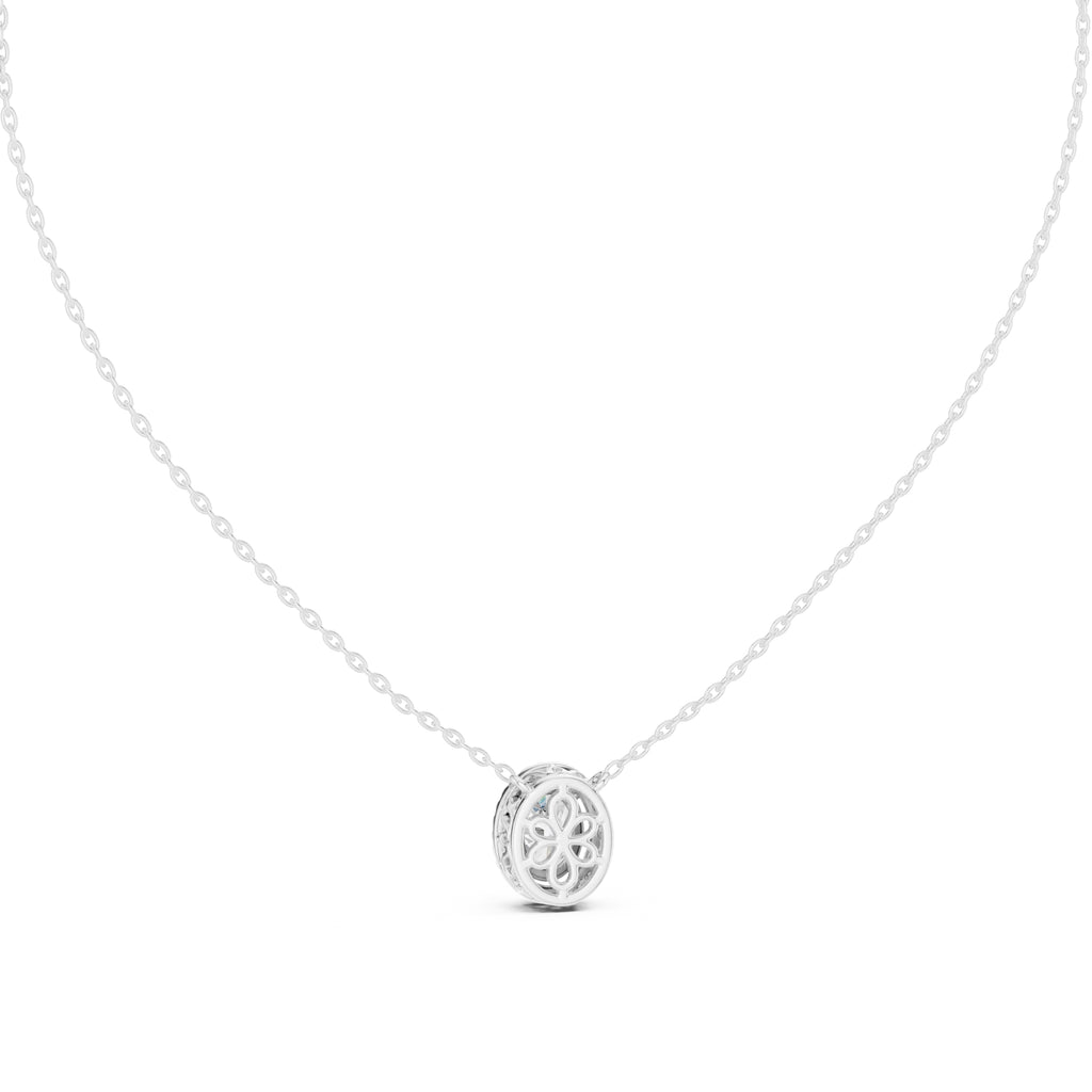 1.00ct Oval Cut Diamond Halo Pendant Necklace 1.25ct White Gold