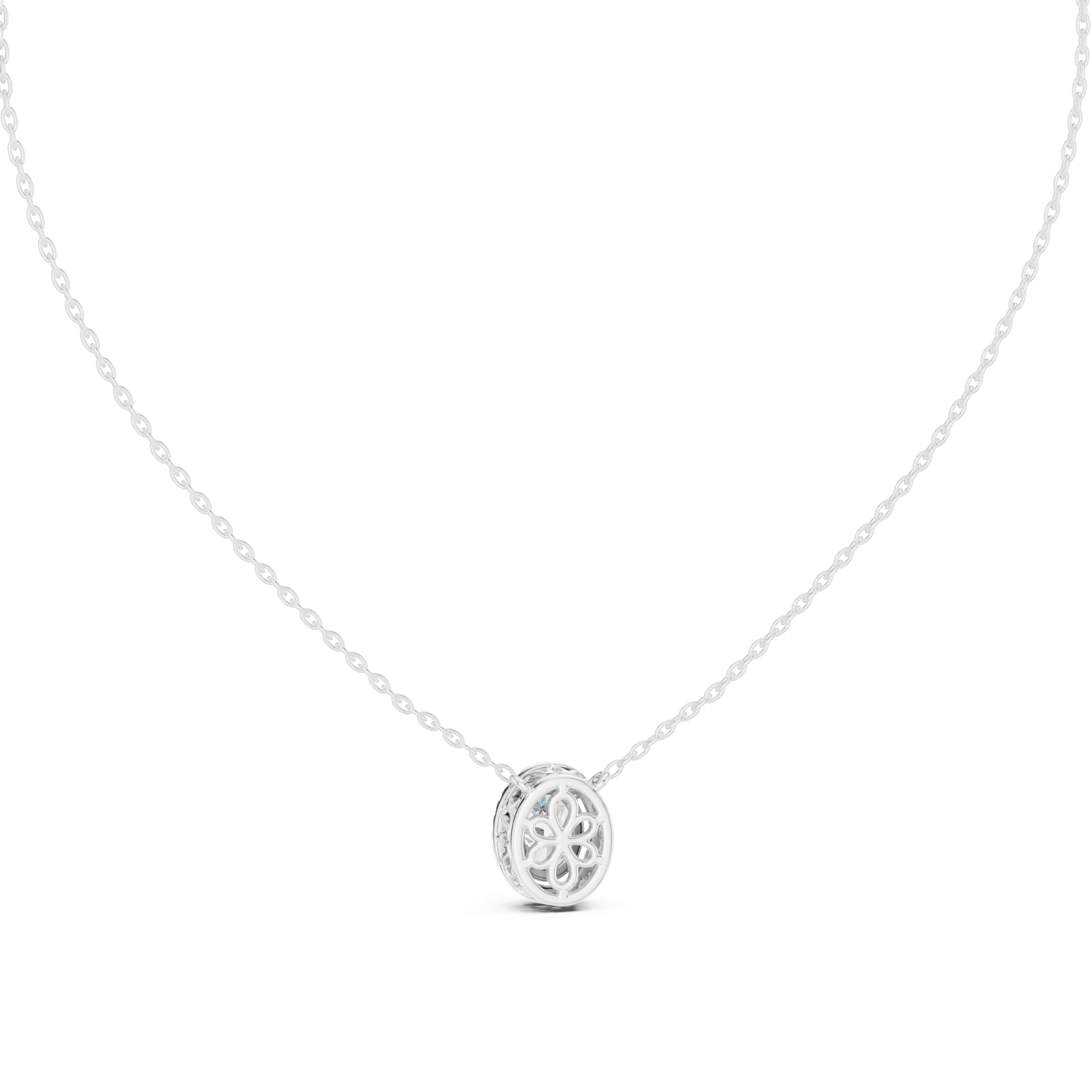 1.00ct Oval Cut Diamond Halo Pendant Necklace 1.25ct White Gold