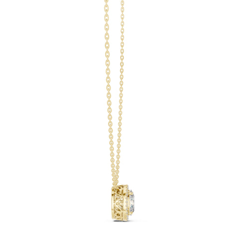 1.00ct Oval Cut Diamond Halo Pendant Necklace 1.25ct Yellow Gold