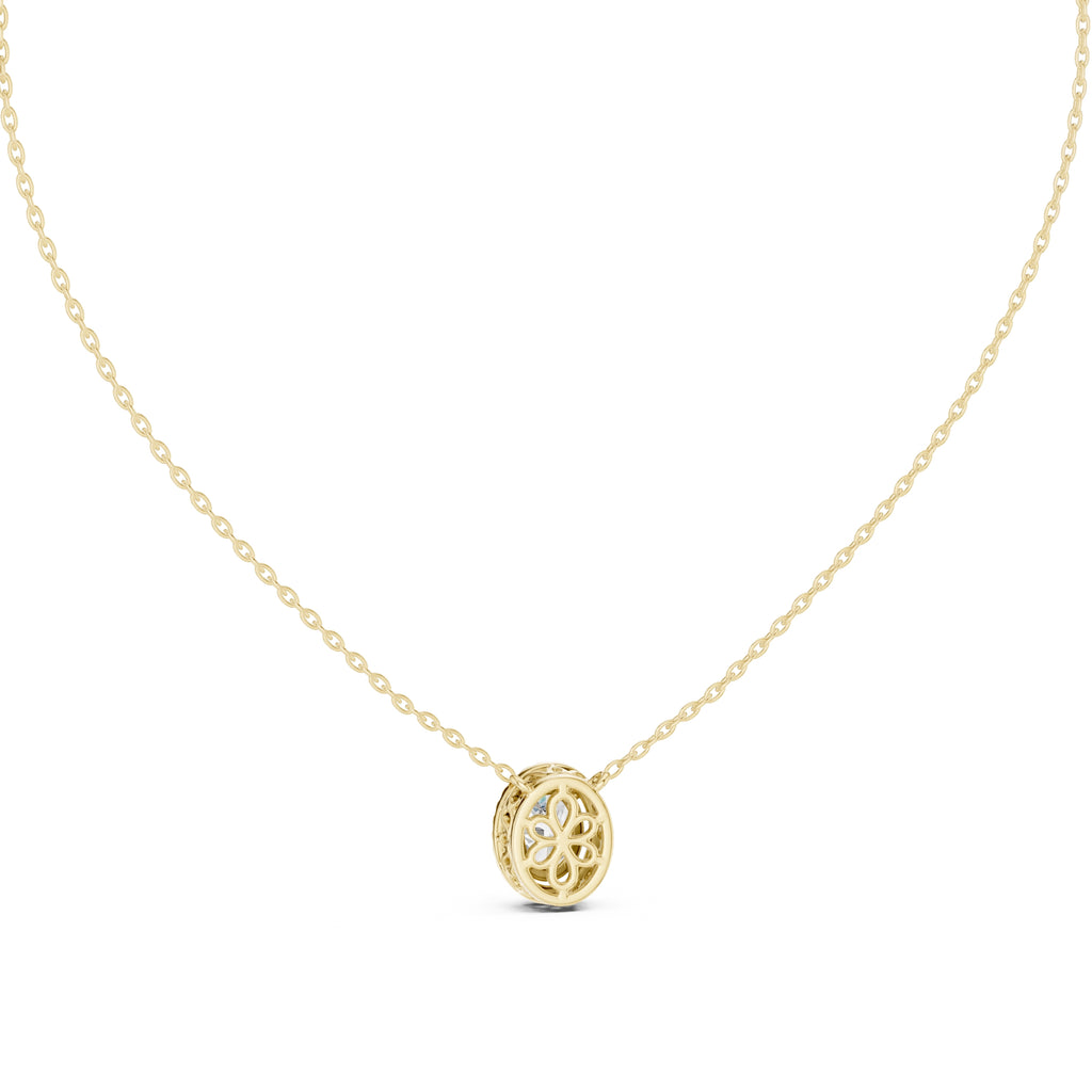 1.00ct Oval Cut Diamond Halo Pendant Necklace 1.25ct Yellow Gold