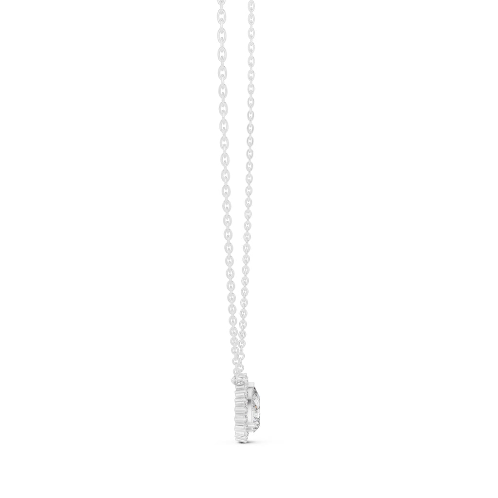 0.75ct Pear Cut Diamond Halo Pendant Necklace 0.75ct White Gold
