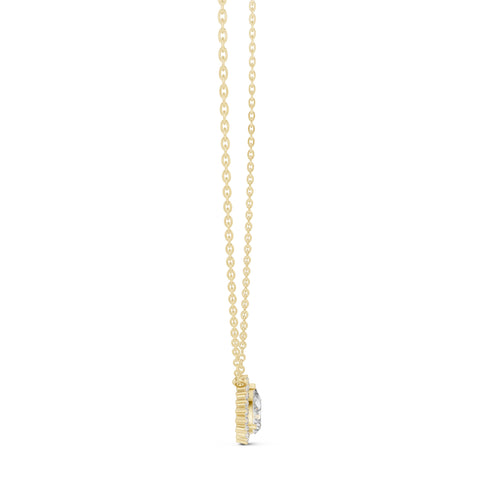0.75ct Pear Cut Diamond Halo Pendant Necklace 0.75ct Yellow Gold