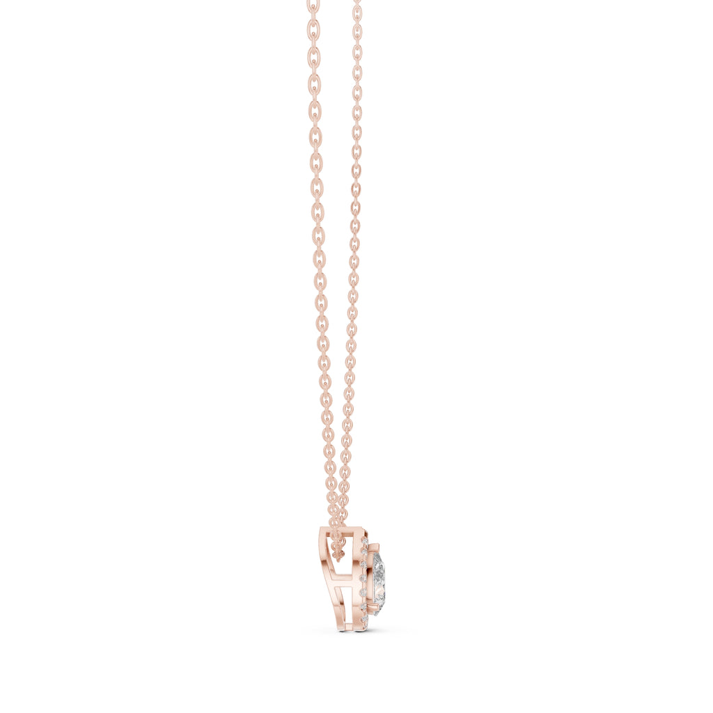 Minimalist 0.75ct Pear Lab Grown Diamond Halo Pendant 0.75ct Rose Gold