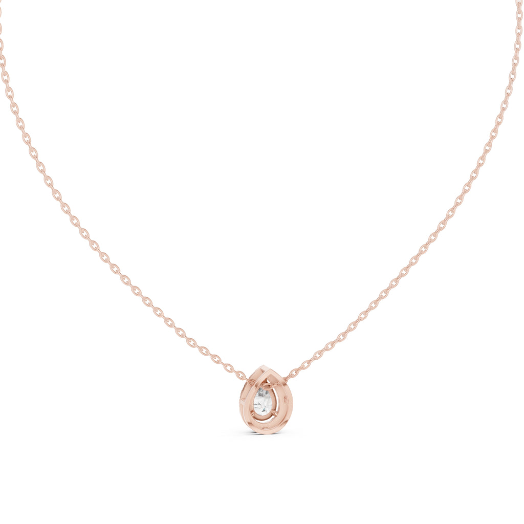 Minimalist 0.75ct Pear Lab Grown Diamond Halo Pendant 0.75ct Rose Gold