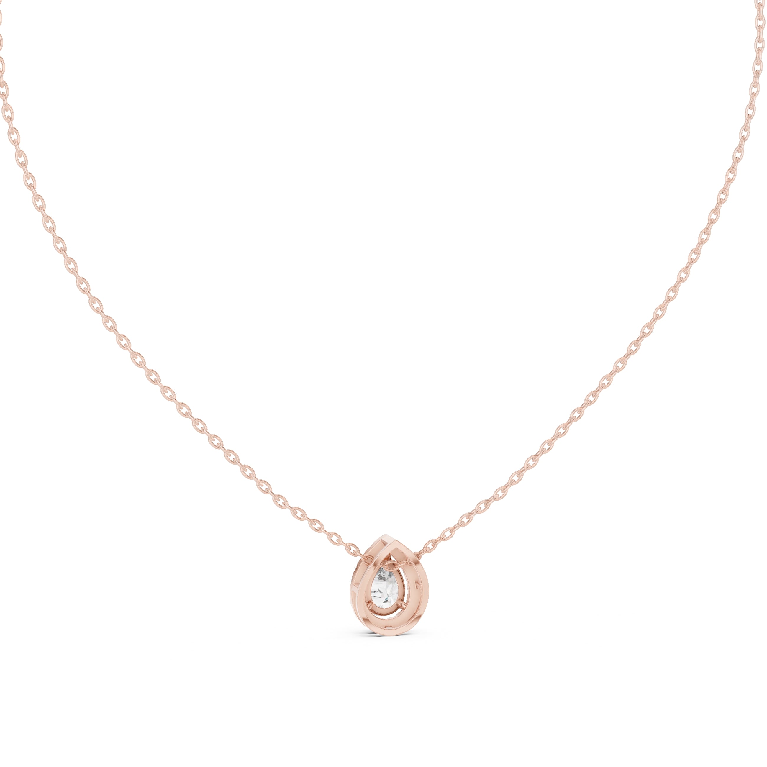 Minimalist 0.75ct Pear Lab Grown Diamond Halo Pendant 0.75ct Rose Gold