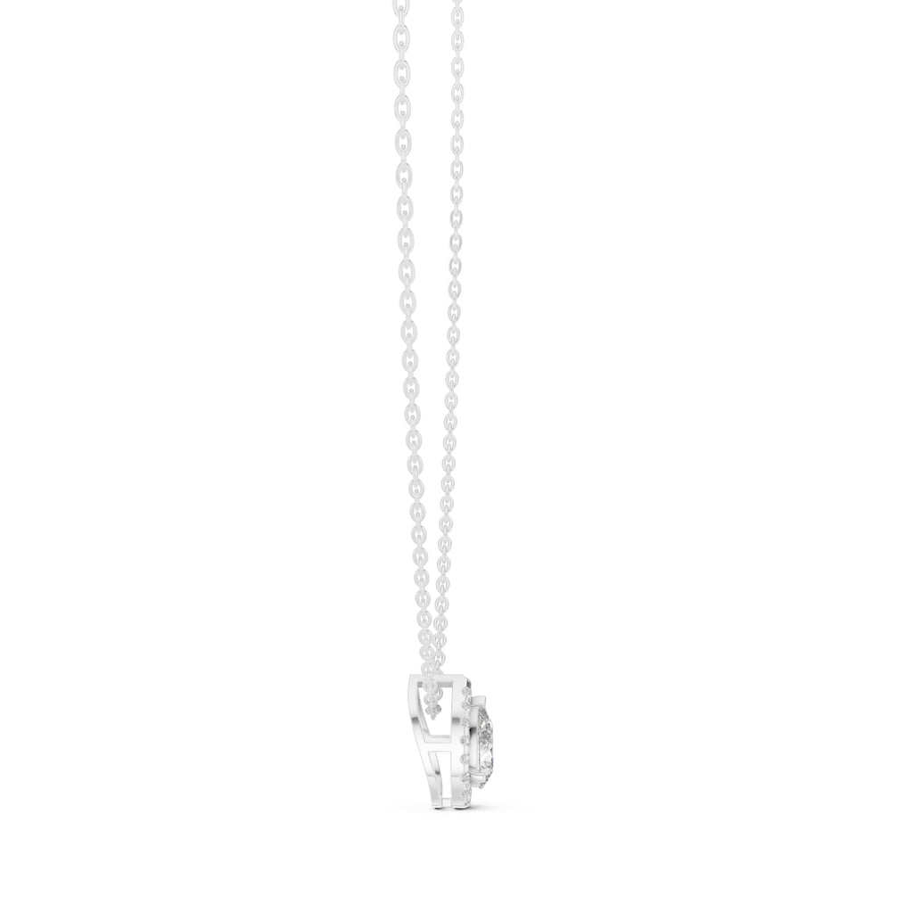 Minimalist 0.75ct Pear Lab Grown Diamond Halo Pendant 0.75ct White Gold