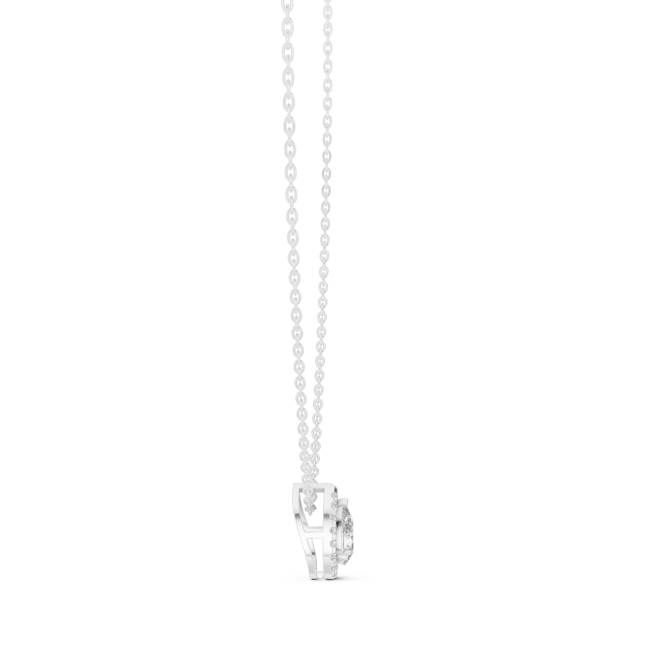 Minimalist 0.75ct Pear Lab Grown Diamond Halo Pendant 0.75ct White Gold