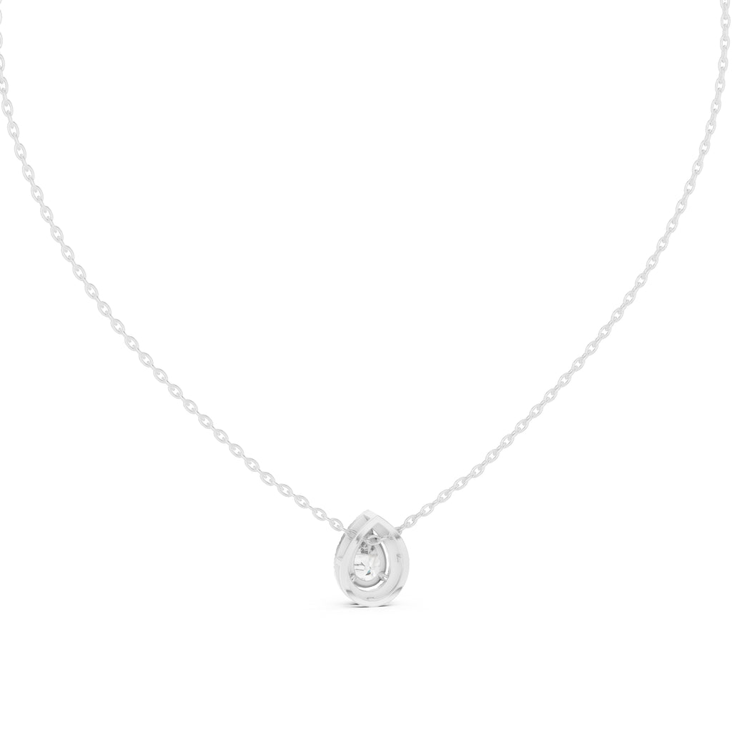 Minimalist 0.75ct Pear Lab Grown Diamond Halo Pendant 0.75ct White Gold