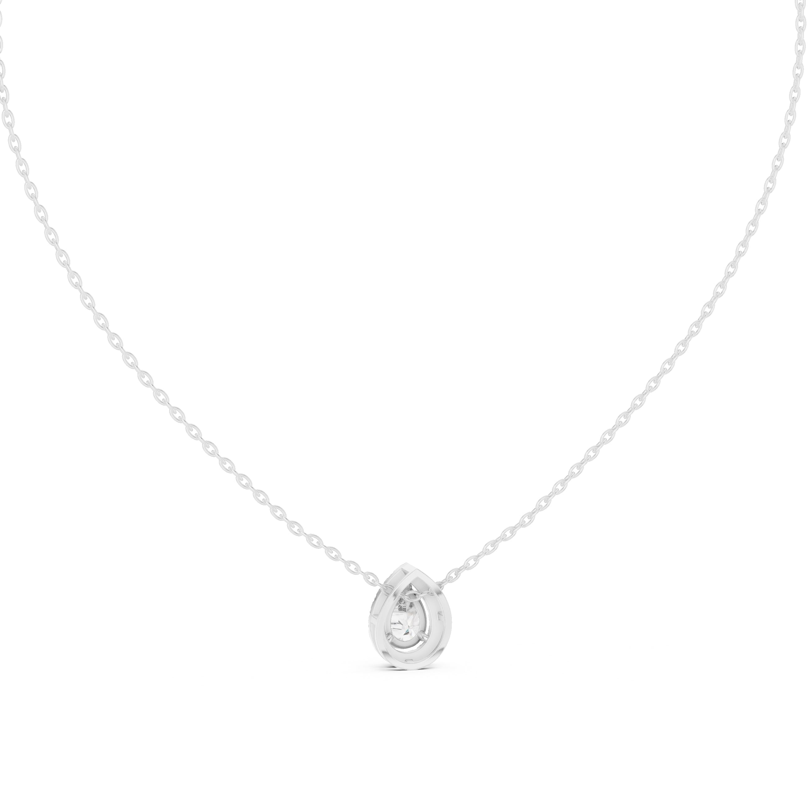 Minimalist 0.75ct Pear Lab Grown Diamond Halo Pendant 0.75ct White Gold