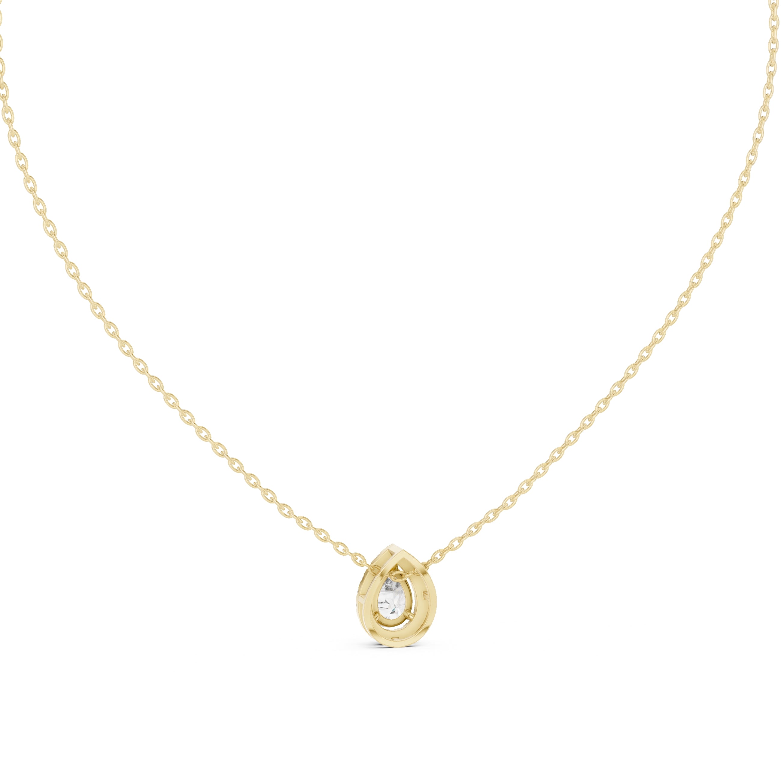 Minimalist 0.75ct Pear Lab Grown Diamond Halo Pendant 0.75ct Yellow Gold