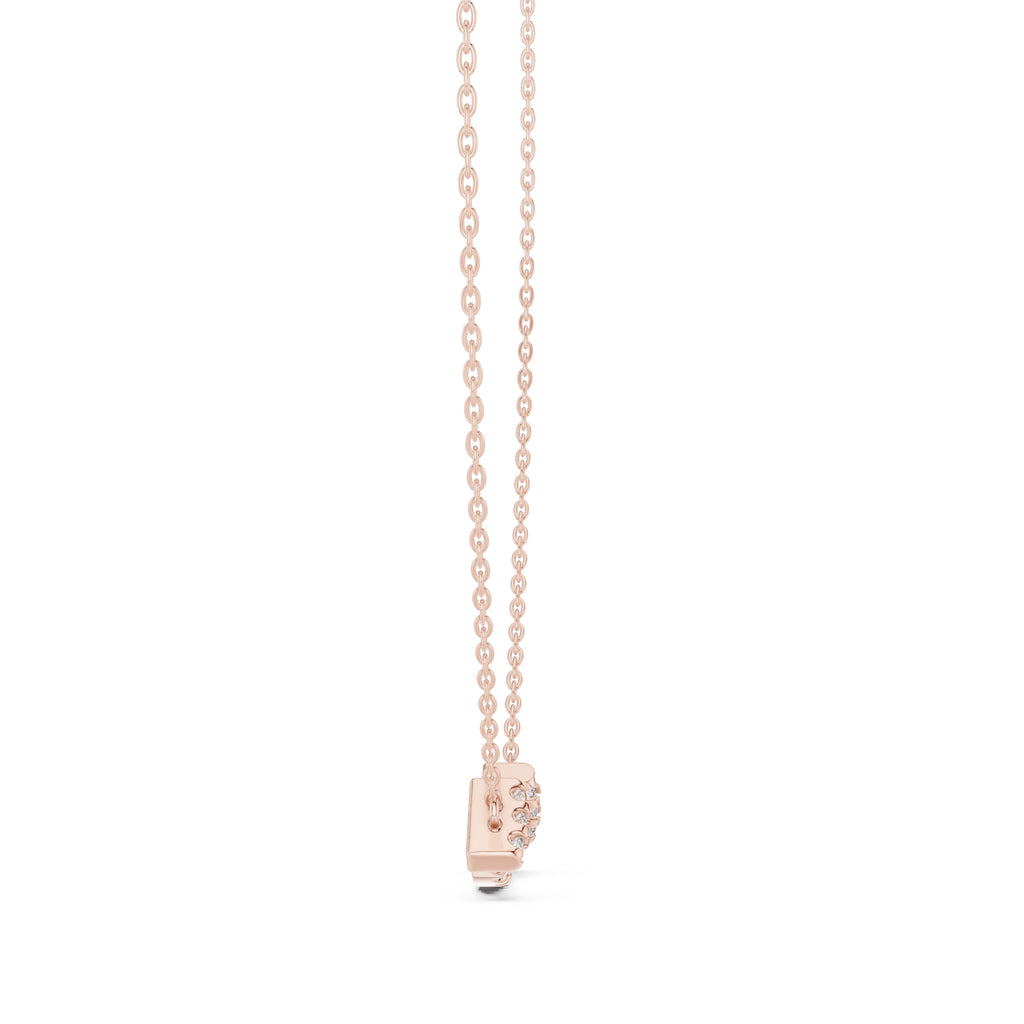 Minimalist Horizontal Smile Labgrown Diamond Necklace Rose Gold