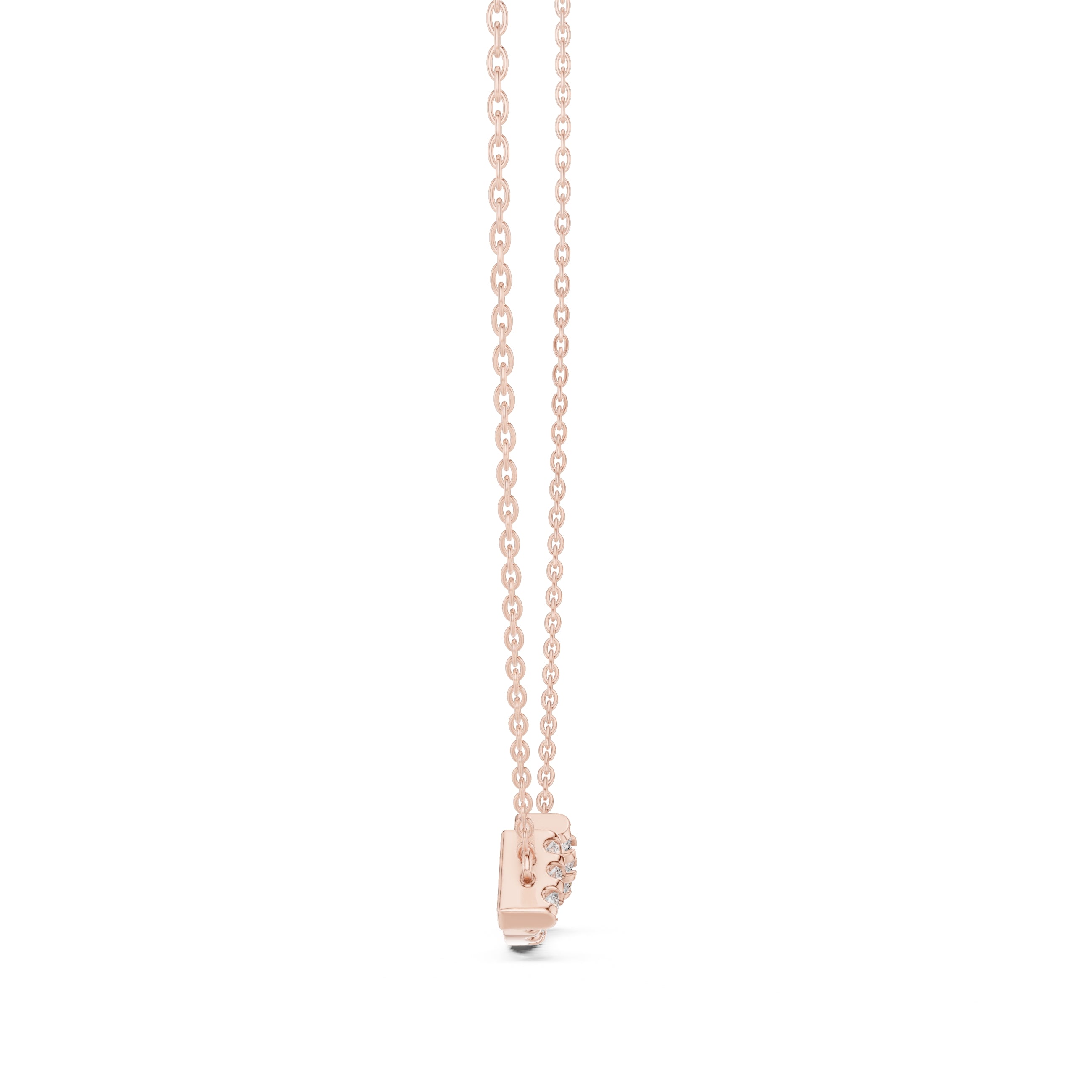 Minimalist Horizontal Smile Labgrown Diamond Necklace Rose Gold