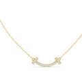 Minimalist Horizontal Smile Labgrown Diamond Necklace Yellow Gold