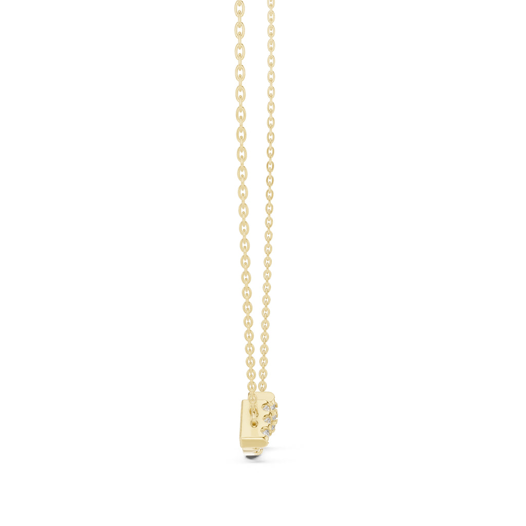 Minimalist Horizontal Smile Labgrown Diamond Necklace Yellow Gold