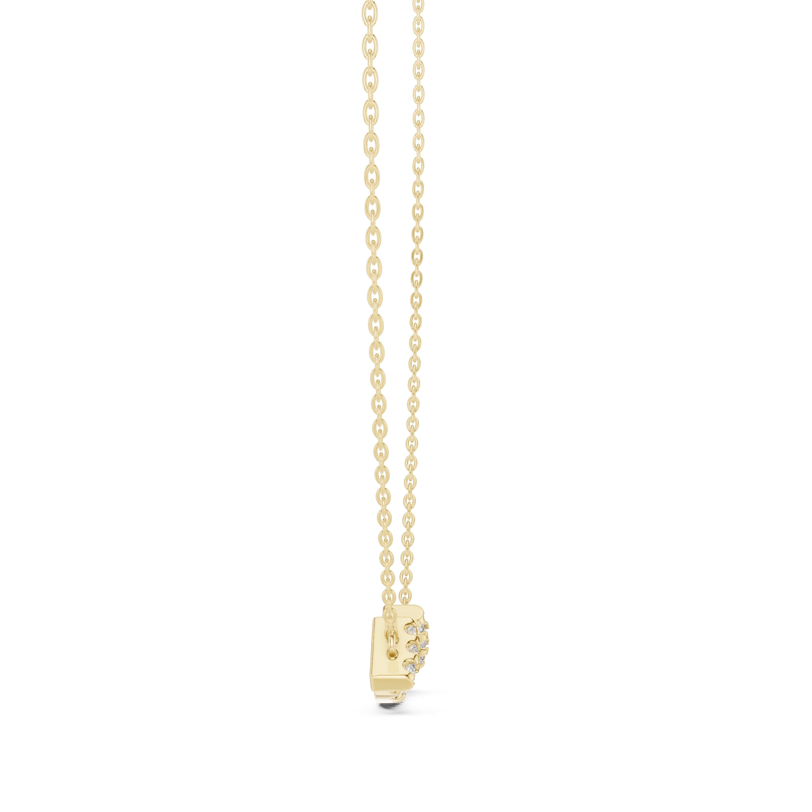 Minimalist Horizontal Smile Labgrown Diamond Necklace Yellow Gold