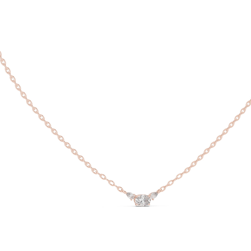 Minimalist Labgrown Diamond Lariat Chain Necklace Rose Gold