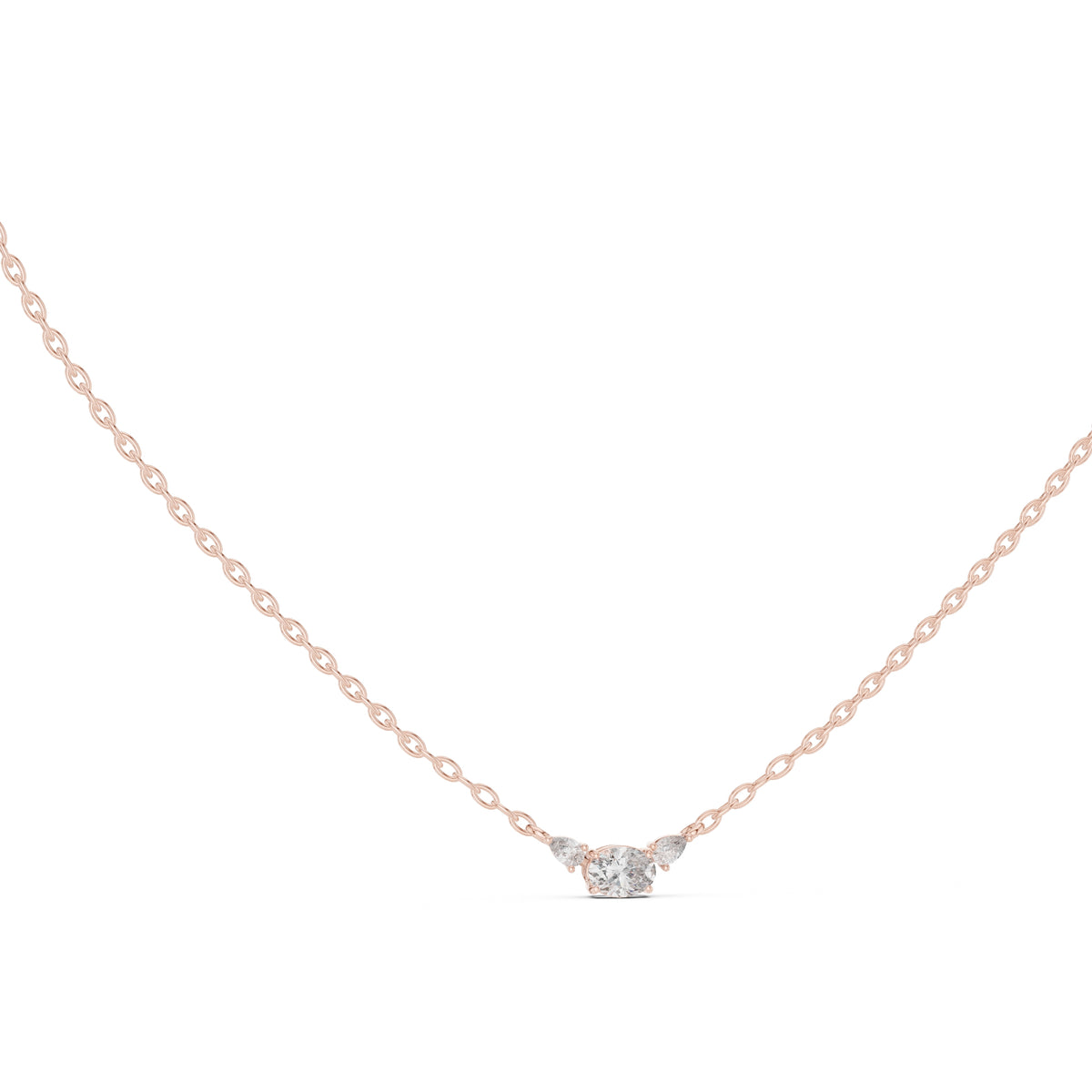 Minimalist Labgrown Diamond Lariat Chain Necklace Rose Gold