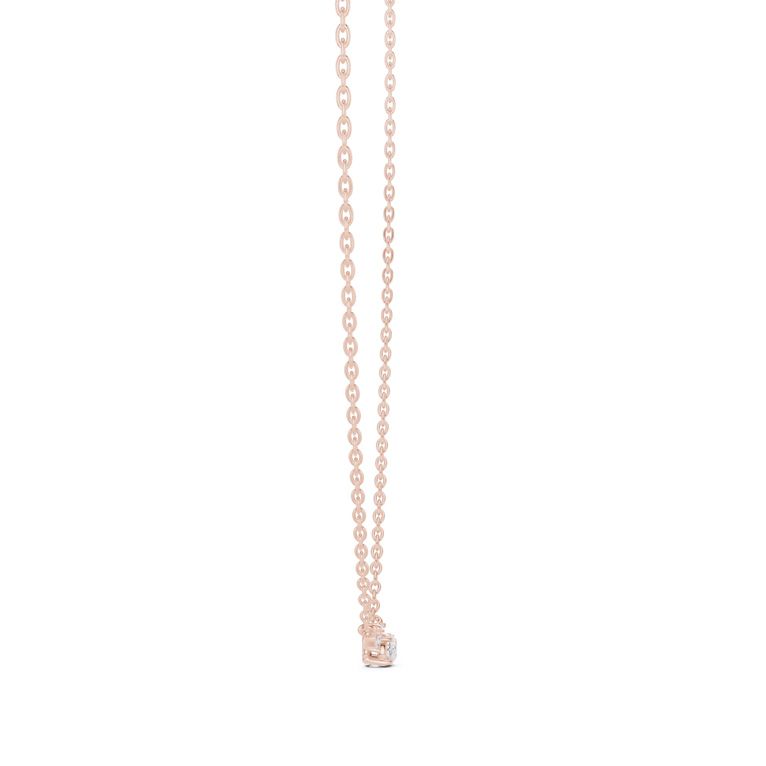 Minimalist Labgrown Diamond Lariat Chain Necklace Rose Gold