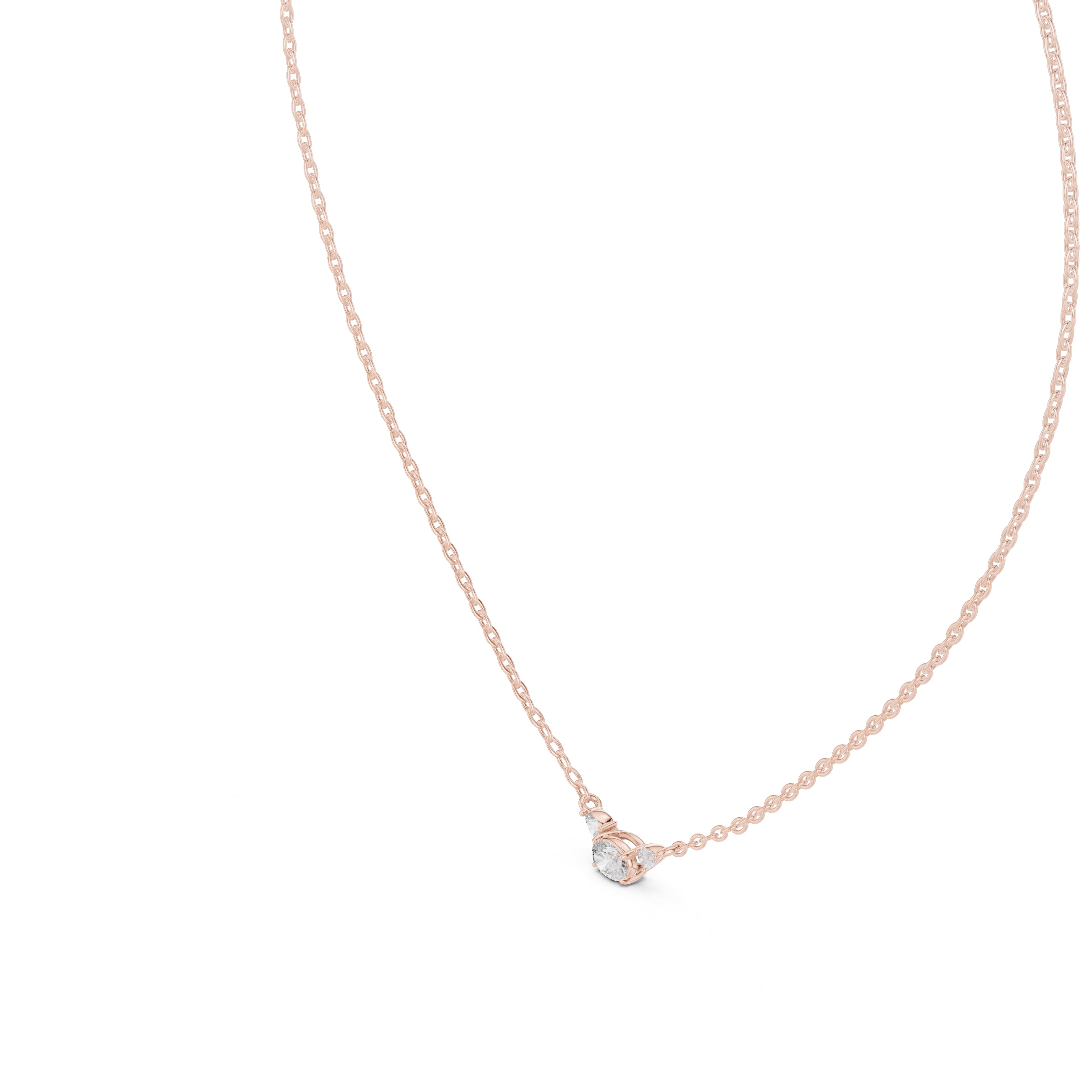 Minimalist Labgrown Diamond Lariat Chain Necklace Rose Gold
