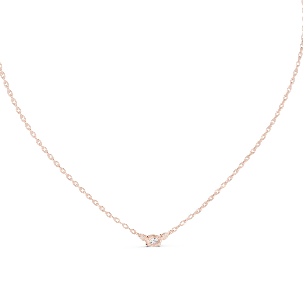 Minimalist Labgrown Diamond Lariat Chain Necklace Rose Gold