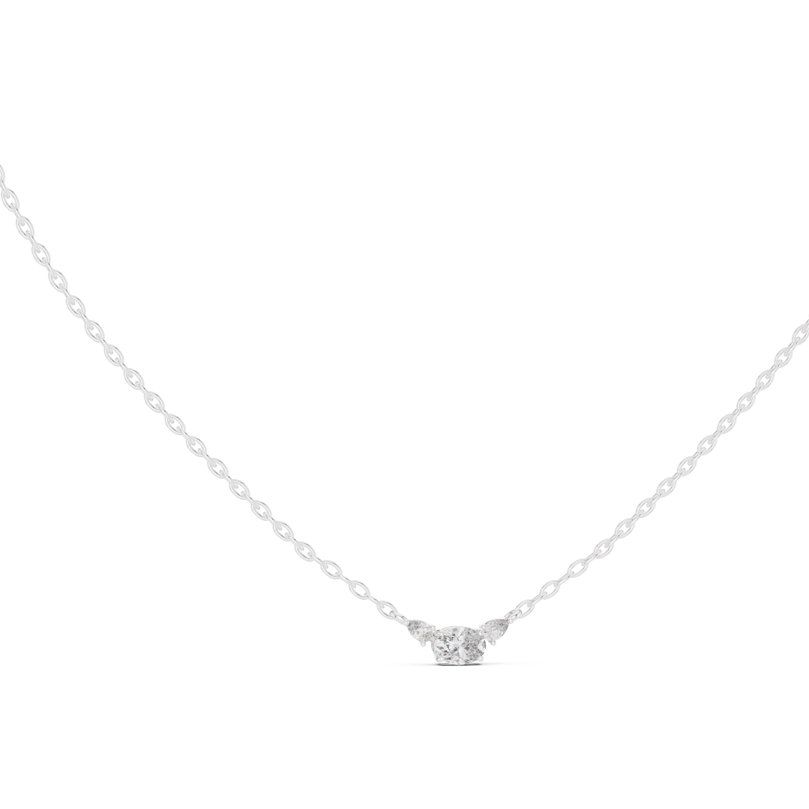 Minimalist Labgrown Diamond Lariat Chain Necklace White Gold