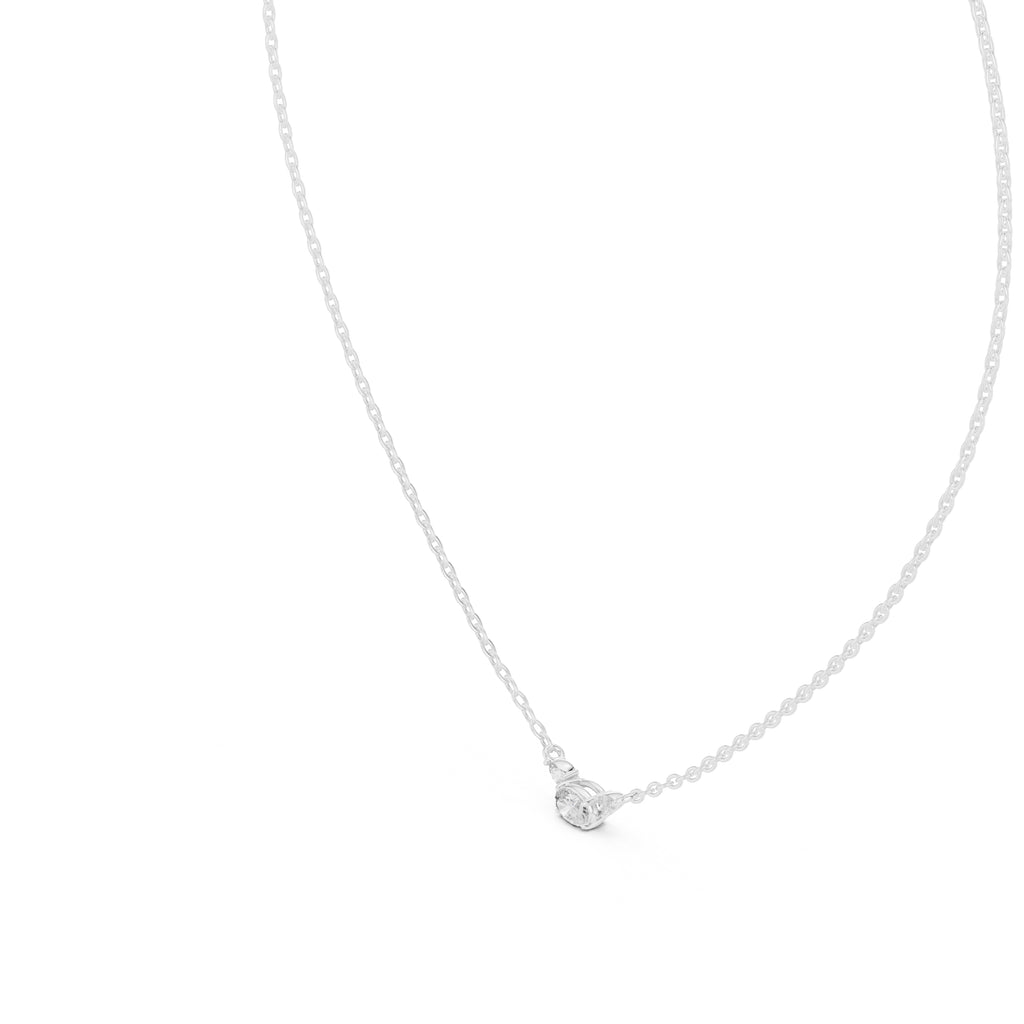 Minimalist Labgrown Diamond Lariat Chain Necklace White Gold