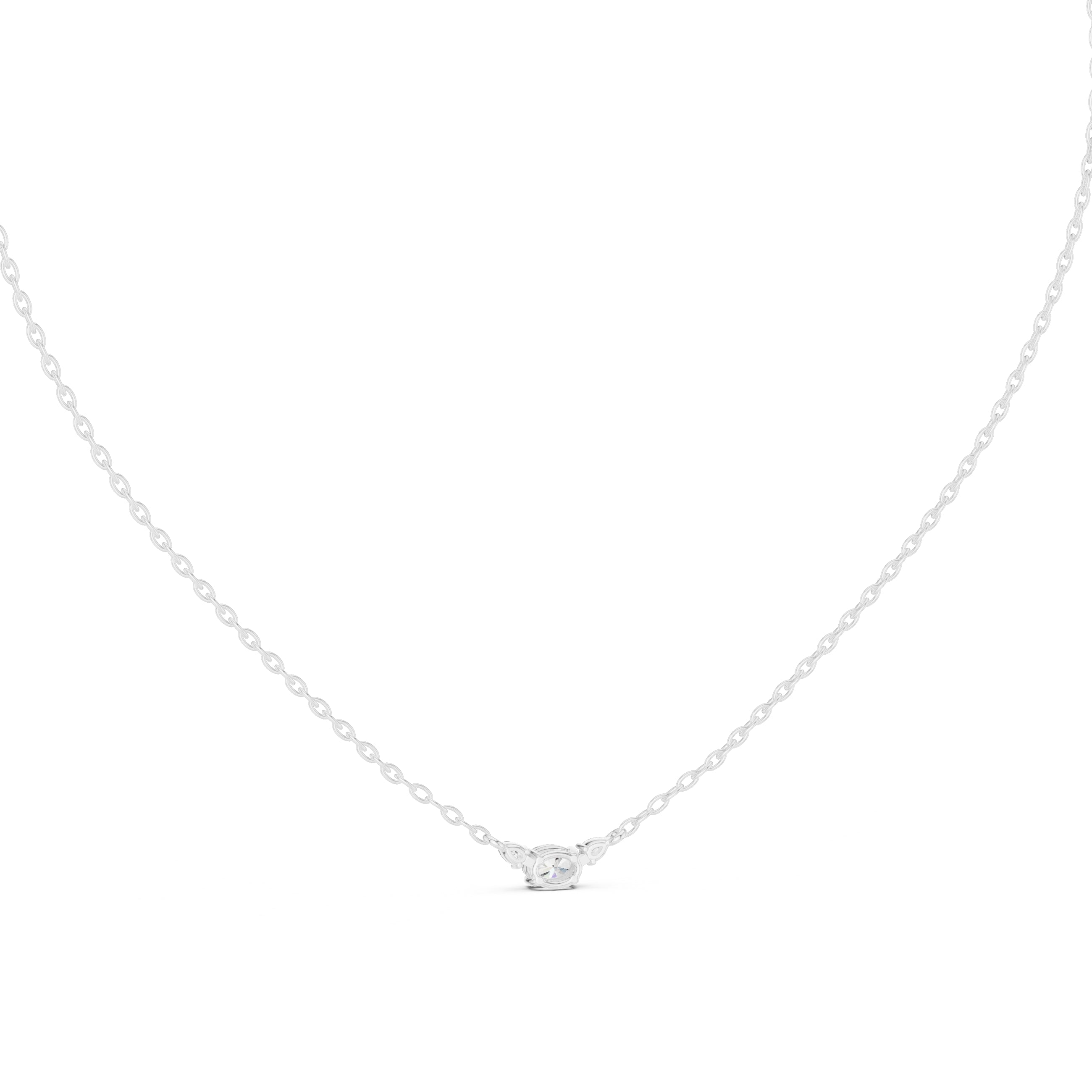 Minimalist Labgrown Diamond Lariat Chain Necklace White Gold