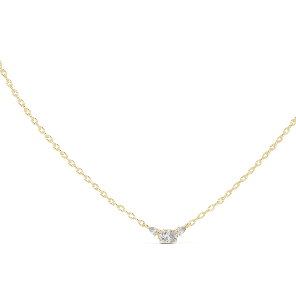 Minimalist Labgrown Diamond Lariat Chain Necklace Yellow Gold