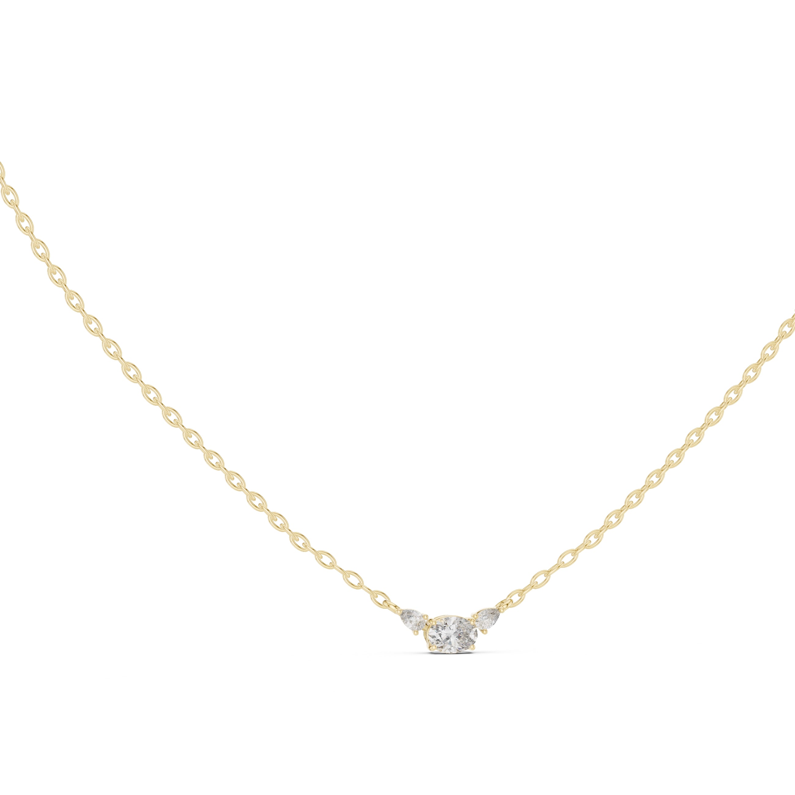 Minimalist Labgrown Diamond Lariat Chain Necklace Yellow Gold