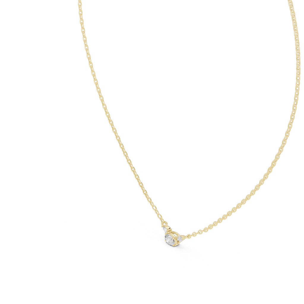 Minimalist Labgrown Diamond Lariat Chain Necklace Yellow Gold