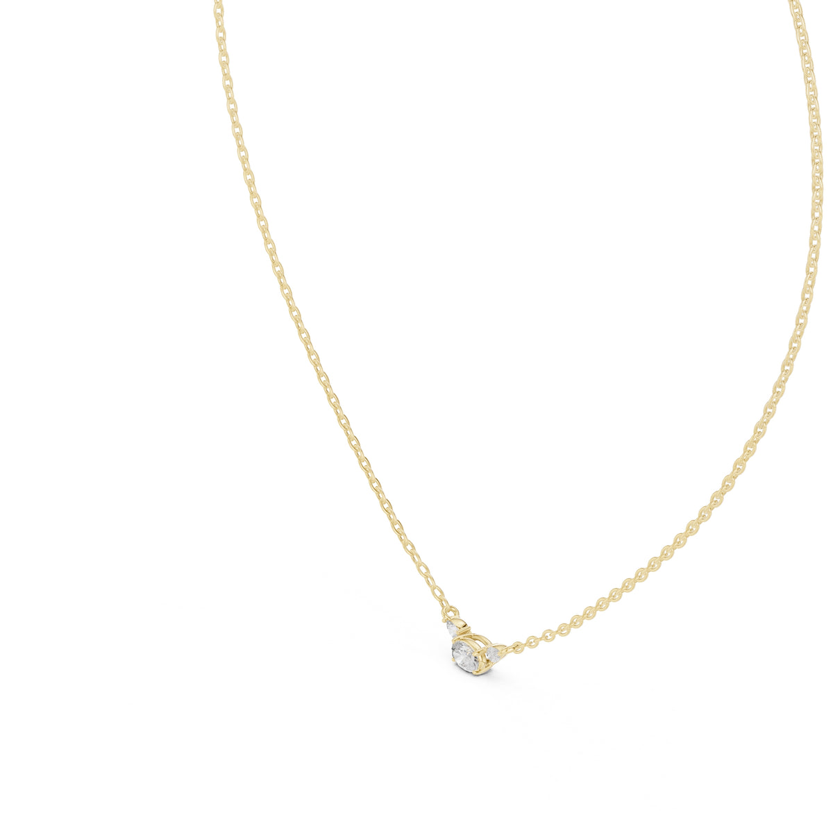 Minimalist Labgrown Diamond Lariat Chain Necklace Yellow Gold