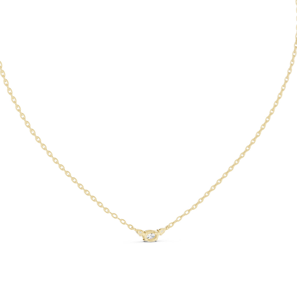 Minimalist Labgrown Diamond Lariat Chain Necklace Yellow Gold