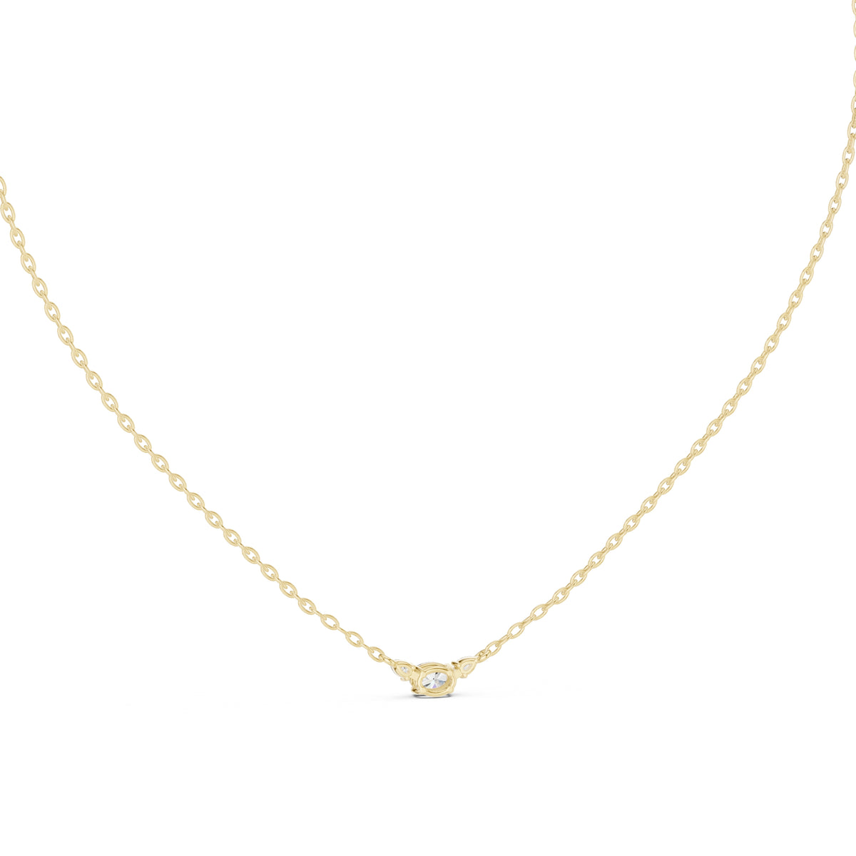 Minimalist Labgrown Diamond Lariat Chain Necklace Yellow Gold