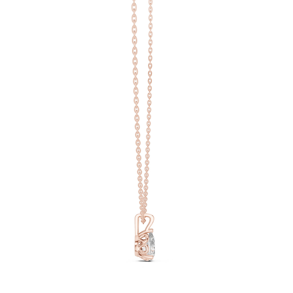 1.00ct Pear Cut Labgrown Diamond Solitaire Pendant Necklace 1ct Rose Gold