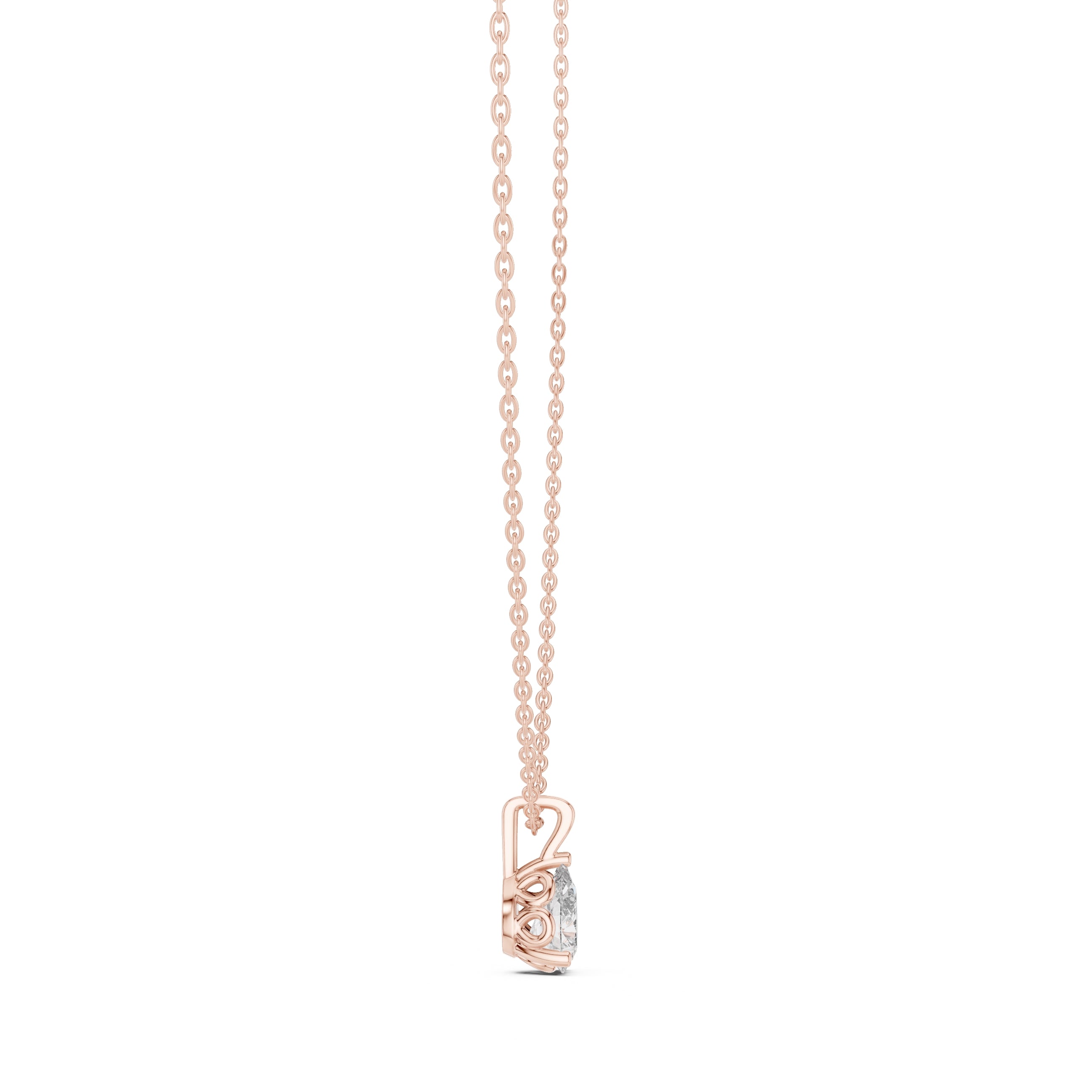 1.00ct Pear Cut Labgrown Diamond Solitaire Pendant Necklace 1ct Rose Gold