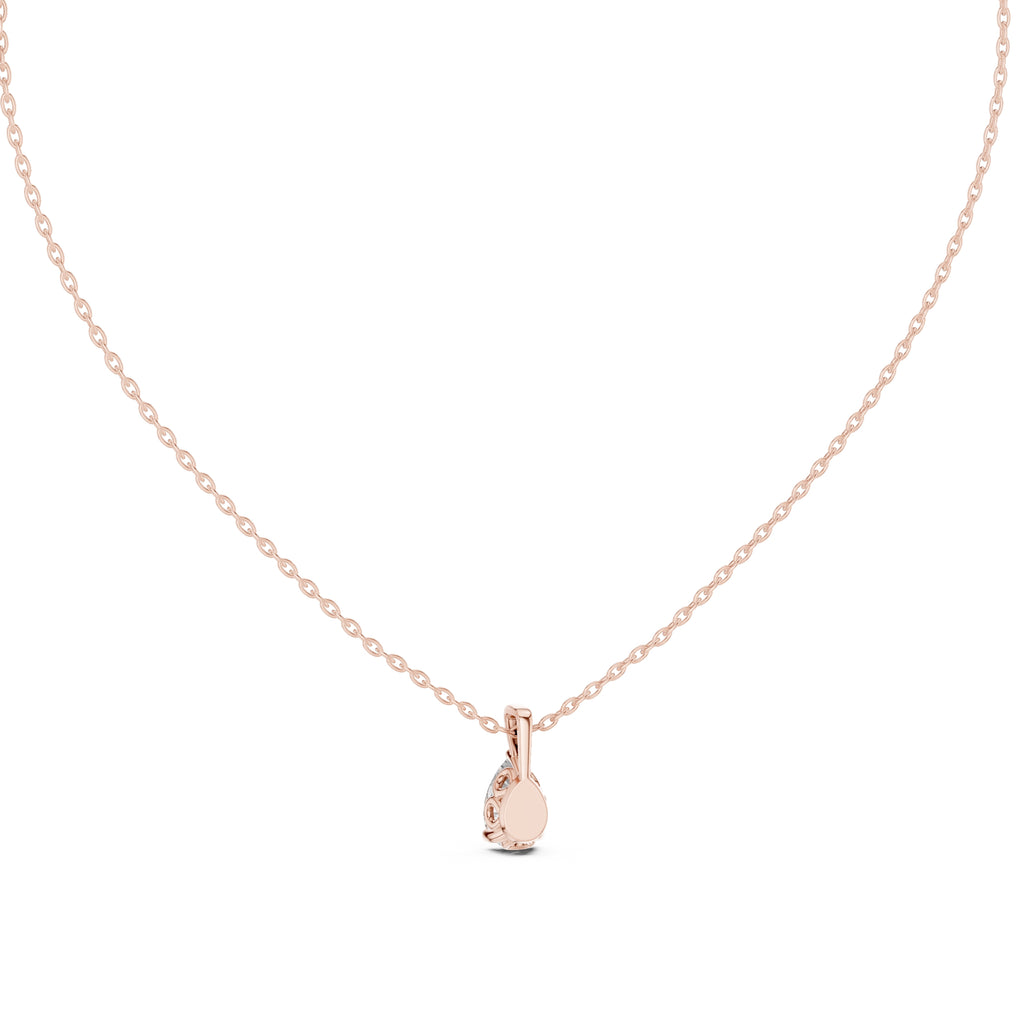1.00ct Pear Cut Labgrown Diamond Solitaire Pendant Necklace 1ct Rose Gold