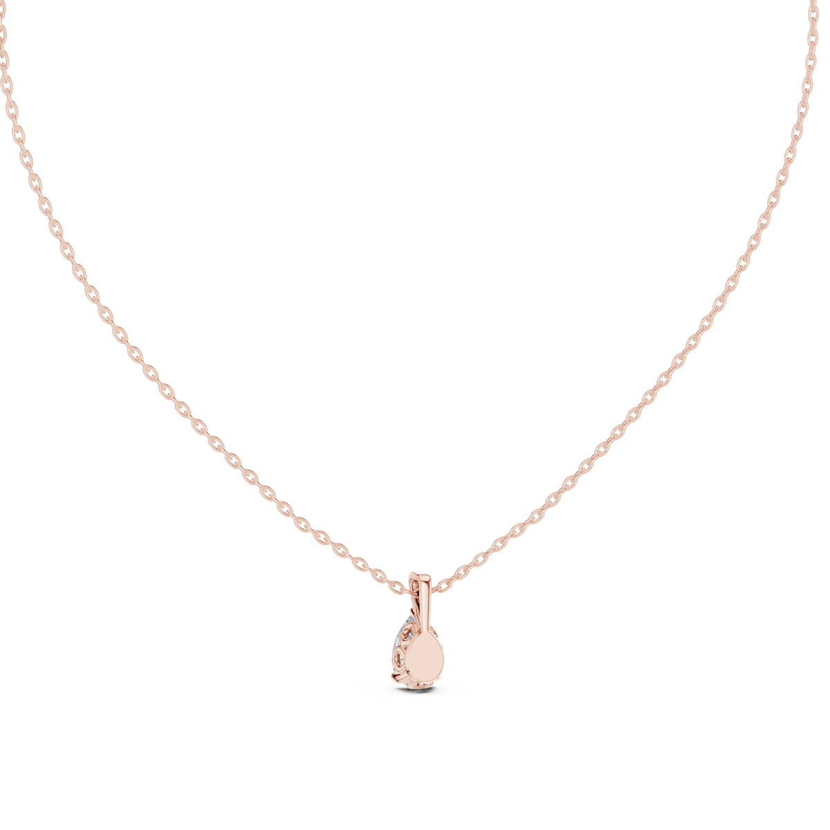 1.00ct Pear Cut Labgrown Diamond Solitaire Pendant Necklace 1ct Rose Gold