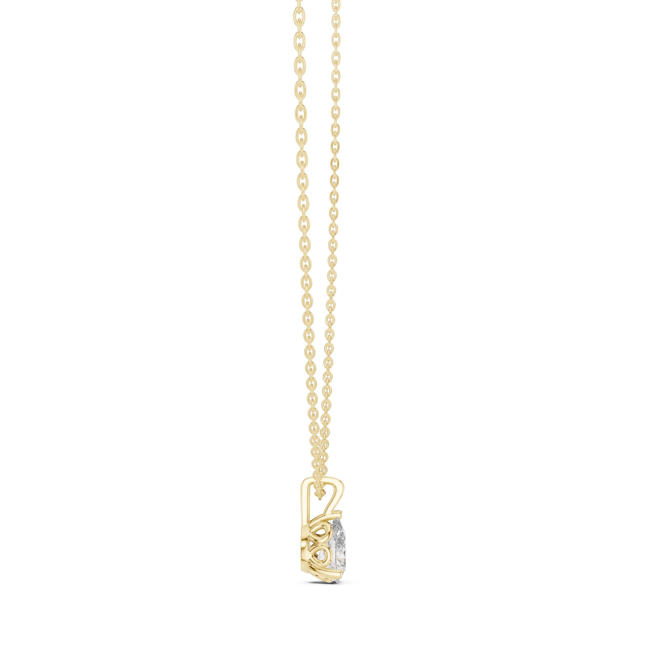 1.00ct Pear Cut Labgrown Diamond Solitaire Pendant Necklace 1ct Yellow Gold