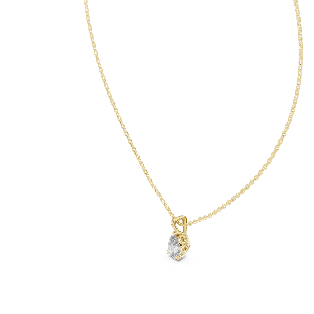 1.00ct Pear Cut Labgrown Diamond Solitaire Pendant Necklace 1ct Yellow Gold