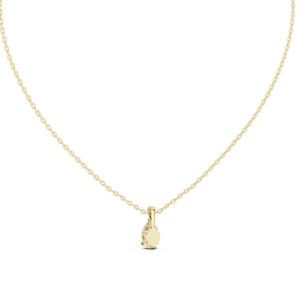 1.00ct Pear Cut Labgrown Diamond Solitaire Pendant Necklace 1ct Yellow Gold