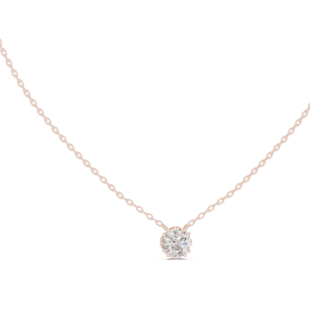 1.00ct Round Labgrown Diamond Solitaire Pendant Necklace 1ct Rose Gold