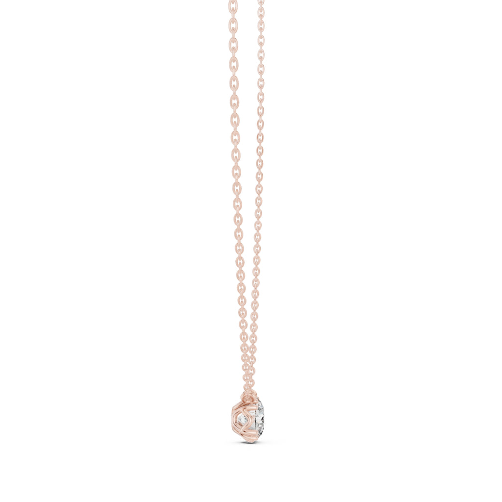 1.00ct Round Labgrown Diamond Solitaire Pendant Necklace 1ct Rose Gold