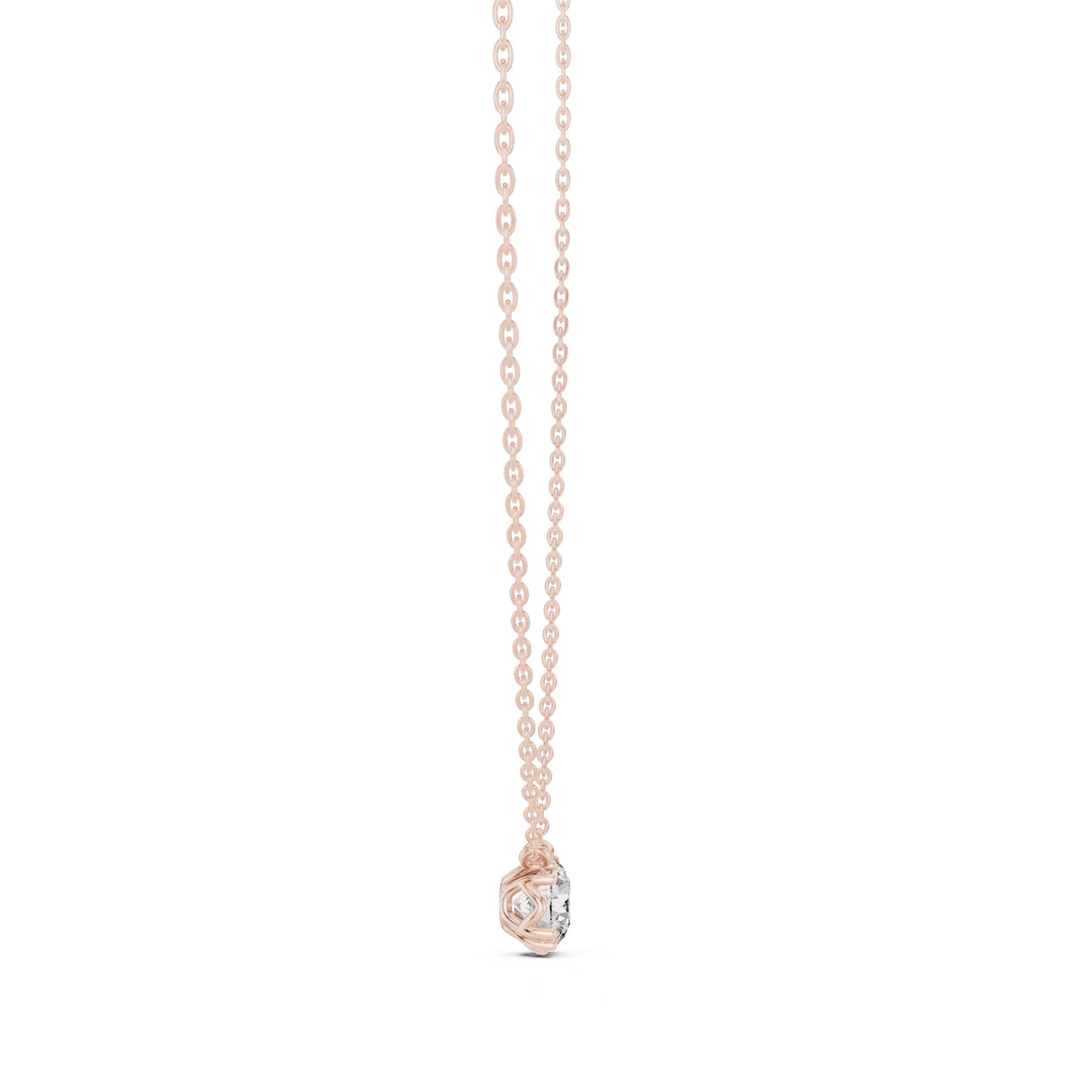1.00ct Round Labgrown Diamond Solitaire Pendant Necklace 1ct Rose Gold