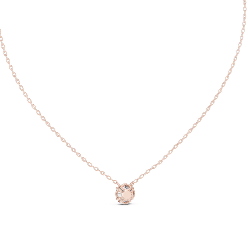 1.00ct Round Labgrown Diamond Solitaire Pendant Necklace 1ct Rose Gold