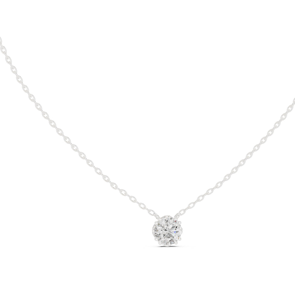 1.00ct Round Labgrown Diamond Solitaire Pendant Necklace 1ct White Gold