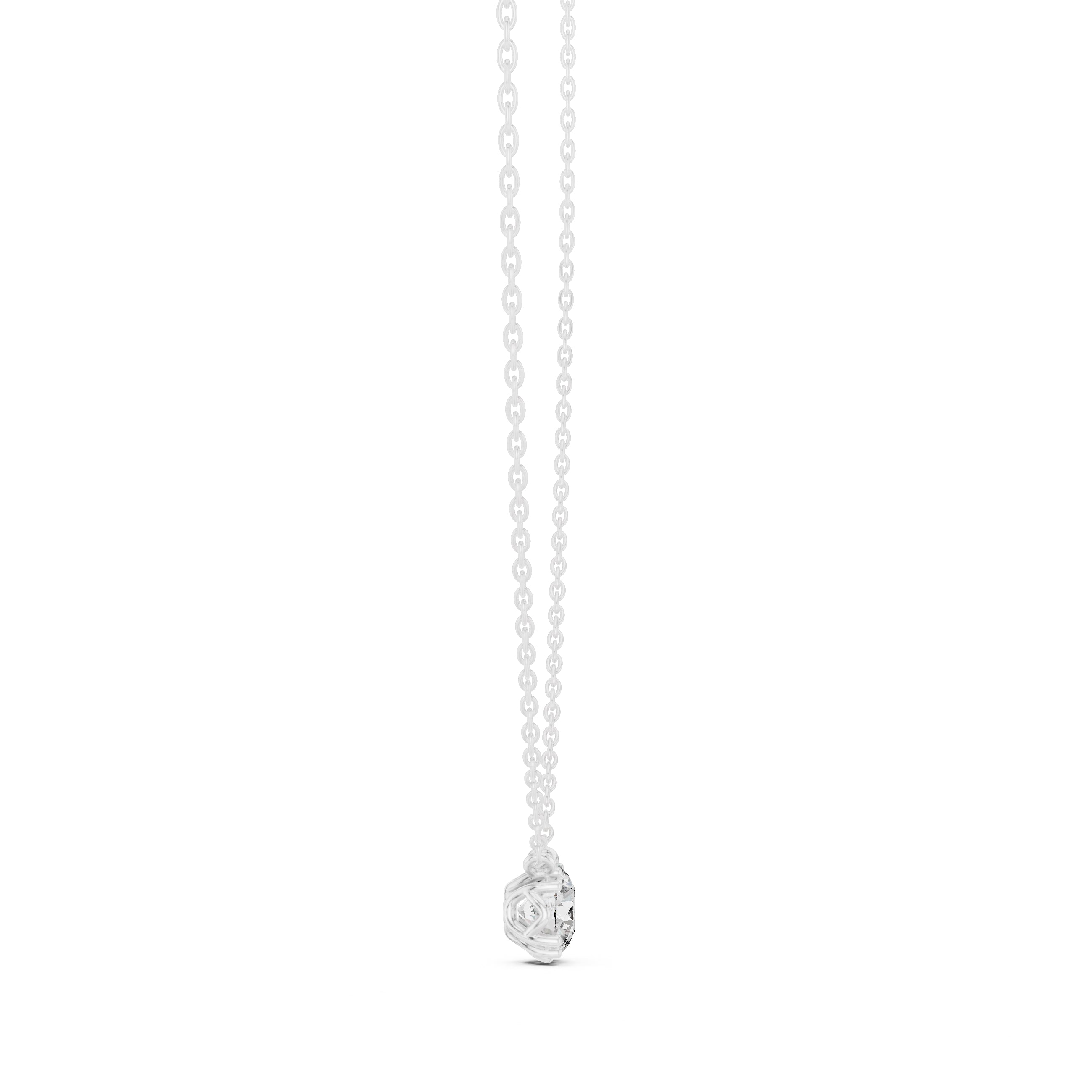 1.00ct Round Labgrown Diamond Solitaire Pendant Necklace 1ct White Gold